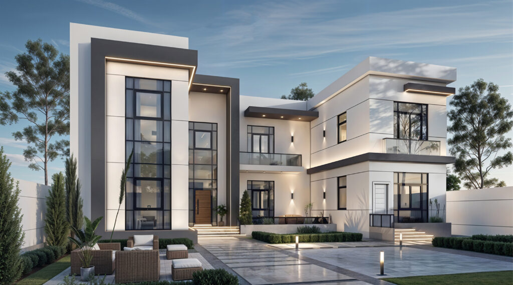 Discover a striking modern villa by Dhilal, blending minimalist design with luxury finishes, spacious interiors, and an open courtyard for the perfect lifestyle.
