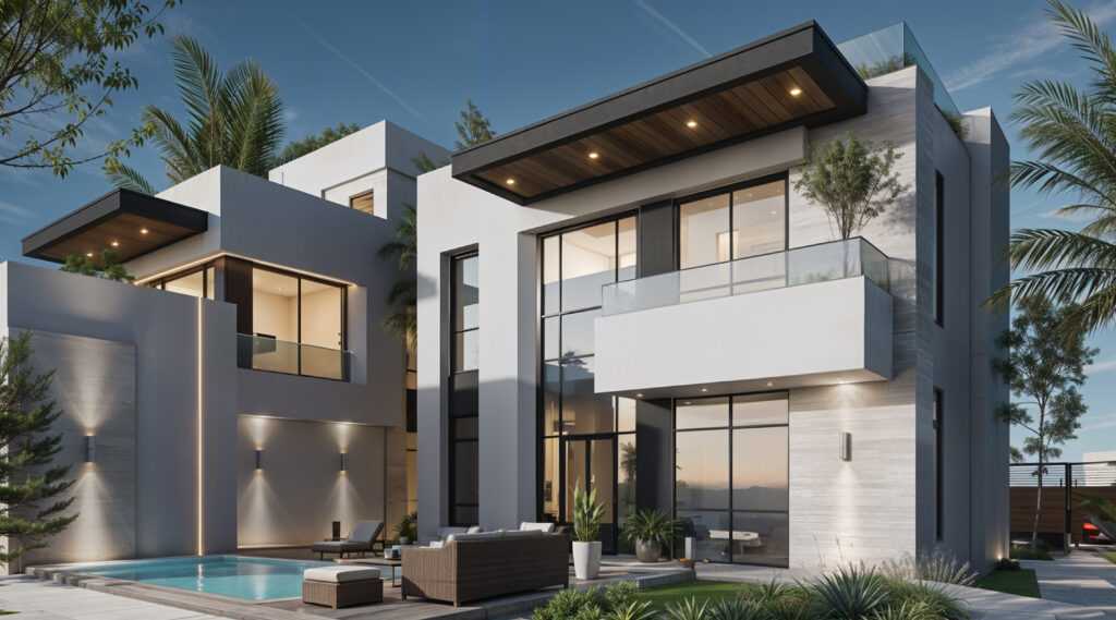 تصميم معاصر ببرج إضاءة ولمسات طبيعية