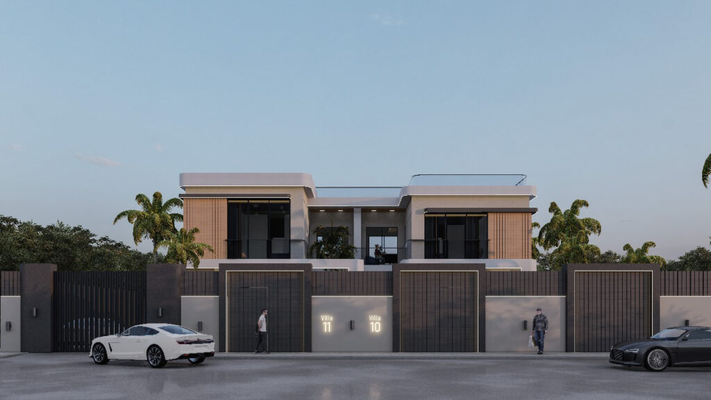 A modern architectural concept combining privacy with shared luxury.